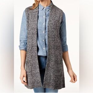 Karen Scott Black and White Knit Cardigan